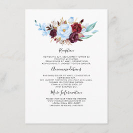 Dusty Blue Floral Wedding Information Guest Begleitkarte