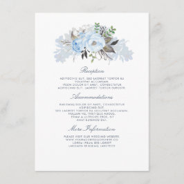 Dusty Blue Floral Wedding Information Guest Begleitkarte