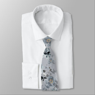 Dusty Blue Floral Wedding Krawatte