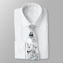 Dusty Blue Floral Wedding Krawatte