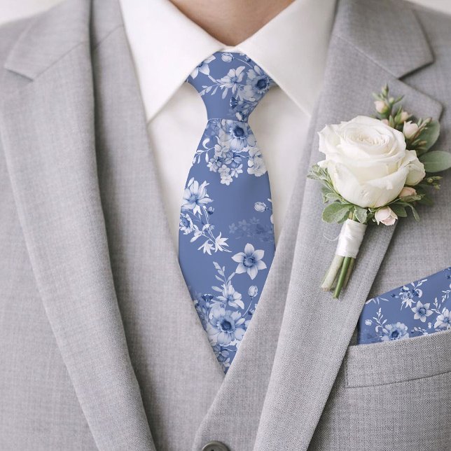 Dusty Blue Floral Wedding Krawatte (Von Creator hochgeladen)