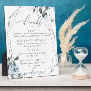 Dusty Blue Floral Wedding Reception Bar Menu 2 Fotoplatte