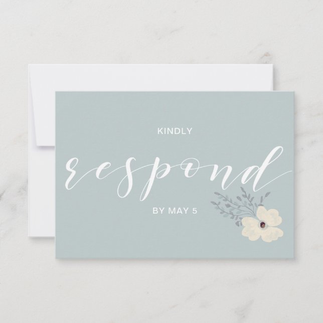 Dusty Blue Floral Wedding rsvp (Vorderseite)