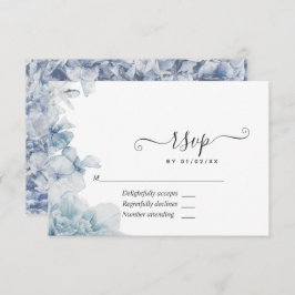 Dusty Blue Floral Wedding RSVP Karte