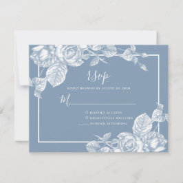 Dusty Blue Floral Wedding RSVP Karte