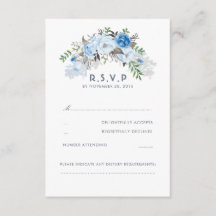 Dusty Blue Floral Wedding RSVP