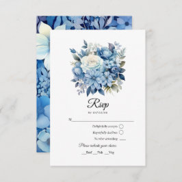 Dusty Blue Floral Wedding RSVP Karte