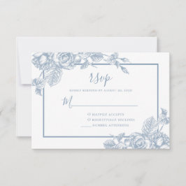 Dusty Blue Floral Wedding RSVP Karte