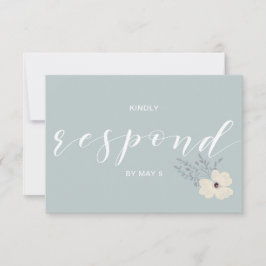 Dusty Blue Floral Wedding rsvp Karte
