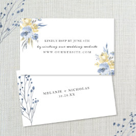 Dusty Blue Floral wedding RSVP online Begleitkarte