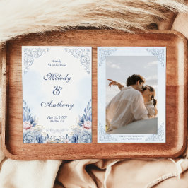 Dusty Blue Floral Wedding Save the Date