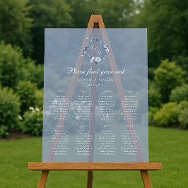 Dusty Blue Floral Wedding Seating Chart Acrylschild