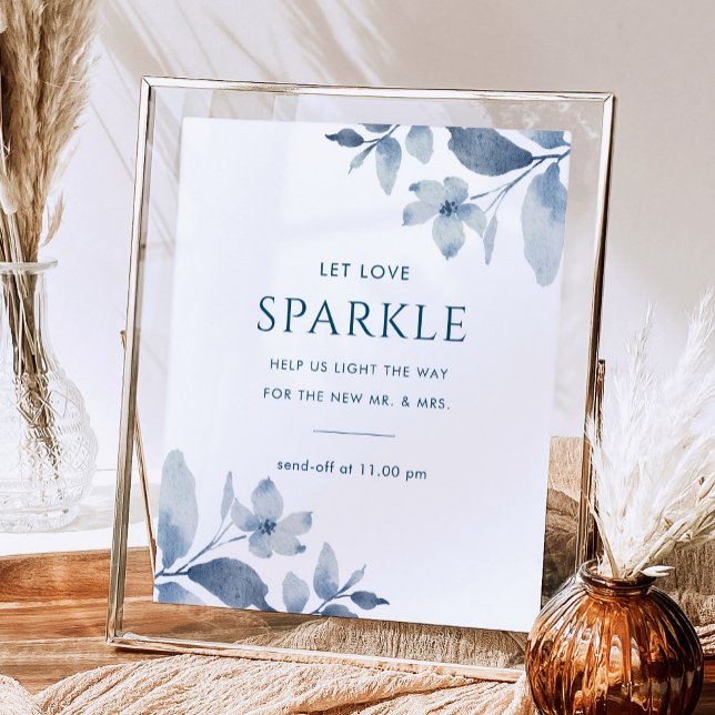 Dusty Blue Floral Wedding Sparkler abschicken Zeic Poster (Von Creator hochgeladen)