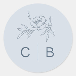 Dusty Blue Floral Wedding Sticker