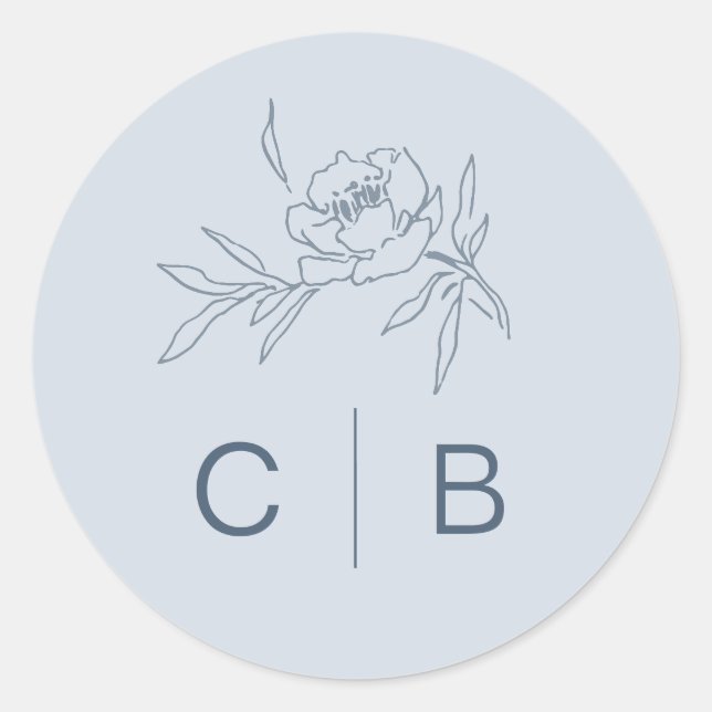 Dusty Blue Floral Wedding Sticker (Vorderseite)