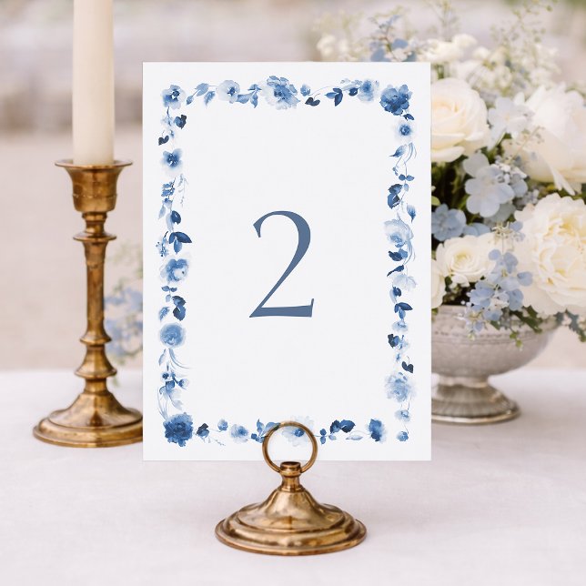 Dusty Blue Floral Wedding Table Numbers 1–29 Einladung (Von Creator hochgeladen)