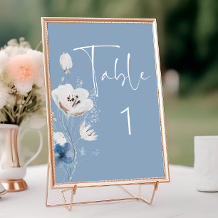 Dusty Blue Floral Wedding Tischnummer