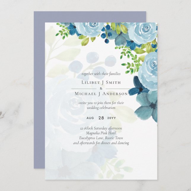 Dusty Blue Floral Wedding Trending Budget (Vorne/Hinten)
