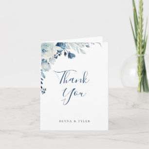 Dusty Blue Floral Wedding Vielen Dank Dankeskarte