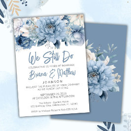 Dusty Blue Floral Wedding Vow Renewal Einladung