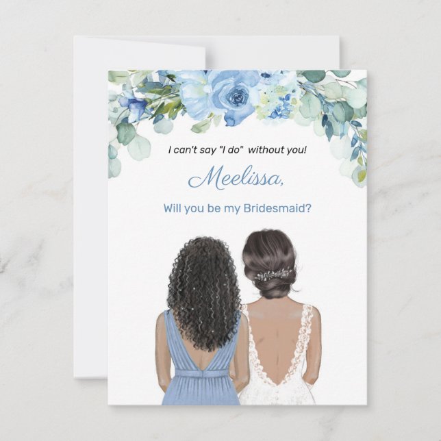 Dusty Blue Floral wird meine Bridesmaid Card sein Einladung