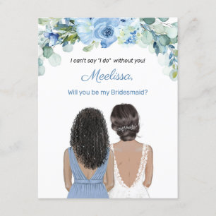 Dusty Blue Floral wird meine Bridesmaid Card sein Einladung