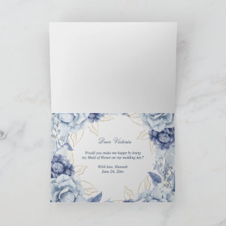 Dusty Blue Floral wirst du die TRAUZEUGIN sein? Dankeskarte