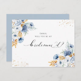 Dusty Blue Floral wirst du meine Bridesmaid sein Postkarte