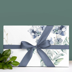 Dusty Blue Floral Wrapping Paper Roll Geschenkpapier