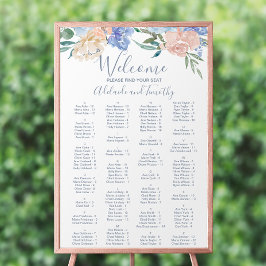 Dusty Blue Florals Alphabeating Chart Poster