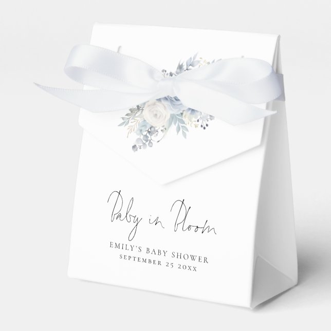 Dusty Blue Florals Baby in Bloom Baby Shower Geschenkschachtel (Vorderseite)