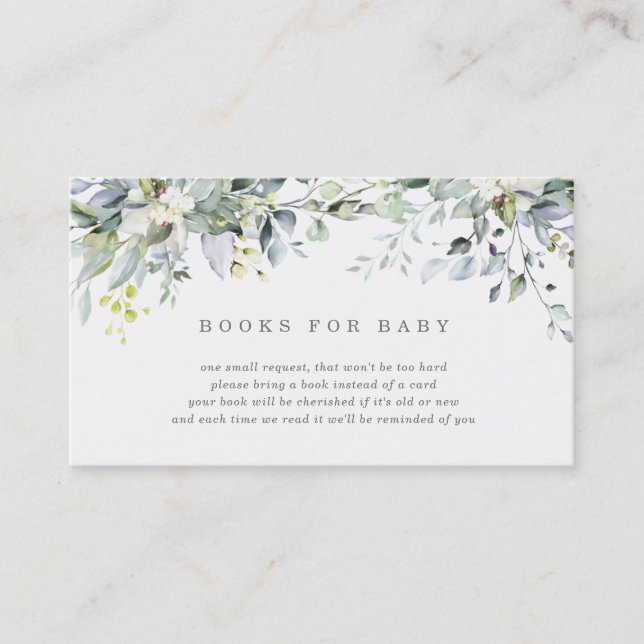 Dusty Blue Florals Books for Baby Card Visitenkarte (Vorderseite)