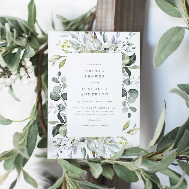 Dusty Blue Florals Bridal Dusche Einladung (Von Creator hochgeladen)