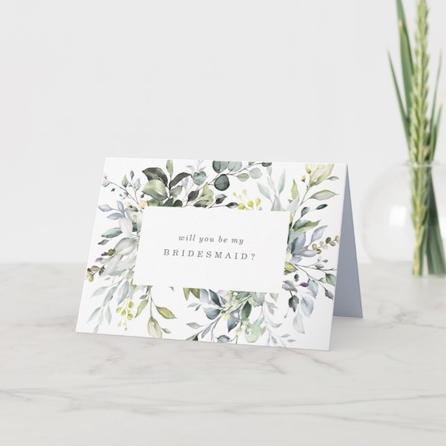 Dusty Blue Florals Bridesmaid Vorschlag Card Karte (Vorderseite)