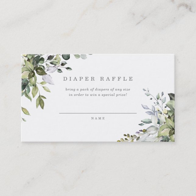 Dusty Blue Florals Diaper Raffle Card Visitenkarte (Vorderseite)
