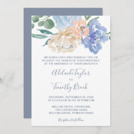 Dusty Blue Florals Formal Wedding Einladung