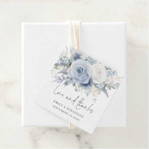 Dusty Blue Florals Liebe Danke Wedding Geschenkanhänger