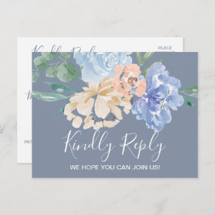 Dusty Blue Florals Menü Auswahl UAWG Postkarte