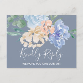 Dusty Blue Florals Menü Auswahl UAWG Postkarte