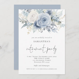 Dusty Blue Florals Script Retirement Party Einladu Einladung