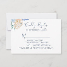 Dusty Blue Florals Song Request RSVP Card Karte