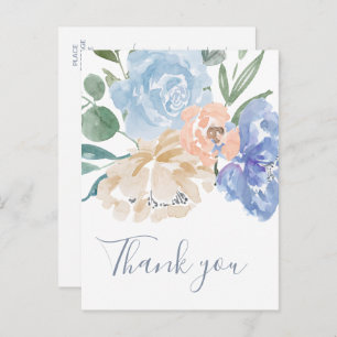 Dusty Blue Florals Vielen Dank Postkarte