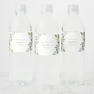 Dusty Blue Florals Water Bottle Labels Wasserflaschenetikett