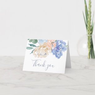 Dusty Blue Florals Wedding Dankeschön Card Dankeskarte