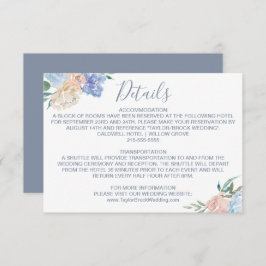 Dusty Blue Florals Wedding Details Card Begleitkarte
