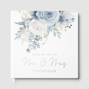 Dusty Blue Florals Wedding Gästebuch