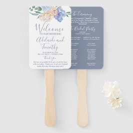Dusty Blue Florals Wedding Program Fächer