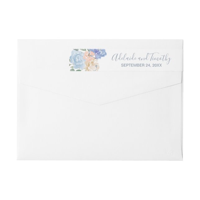 Dusty Blue Florals Wedding Wrap rund um Label (Rückseite)