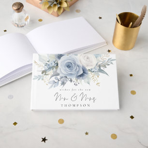 Dusty Blue Florals wünscht neue Frau Gästebuch