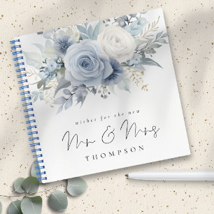 Dusty Blue Florals wünscht neue Frau Guest Book Notizbuch